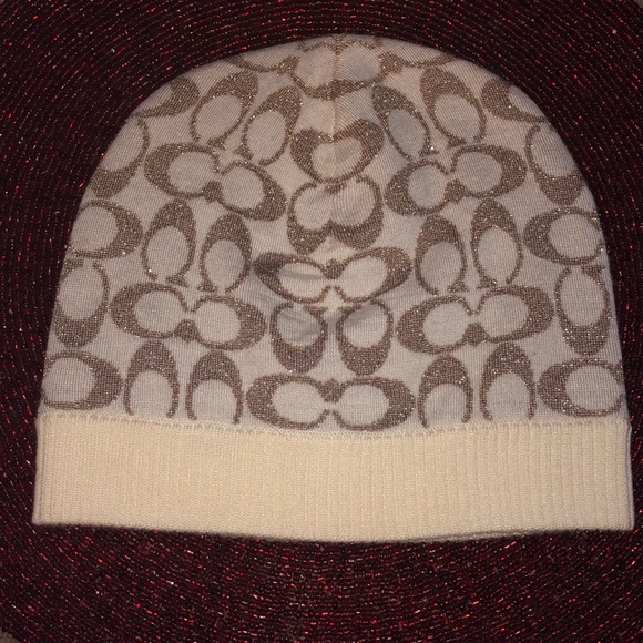 NEW Authentic Gold and Cream Coach Beanie - Picture 2 of 3